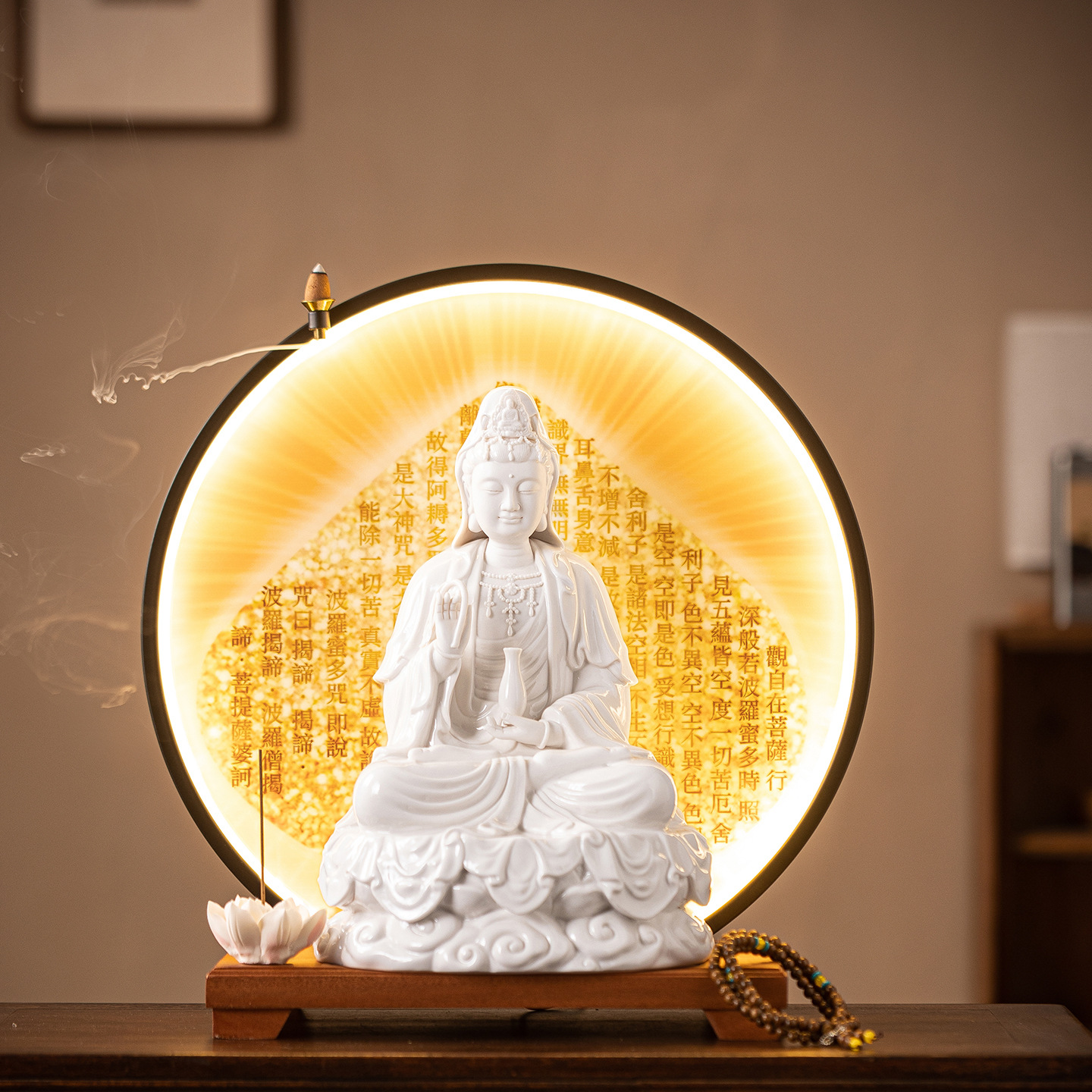 祥云观音佛像菩萨家用陶瓷摆件德化白瓷纯手工陶瓷工艺品客厅