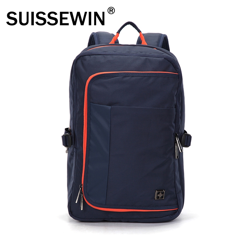 瑞士SUISSEWIN新品大容量韩版潮防泼水收纳细致男女双肩电脑背包