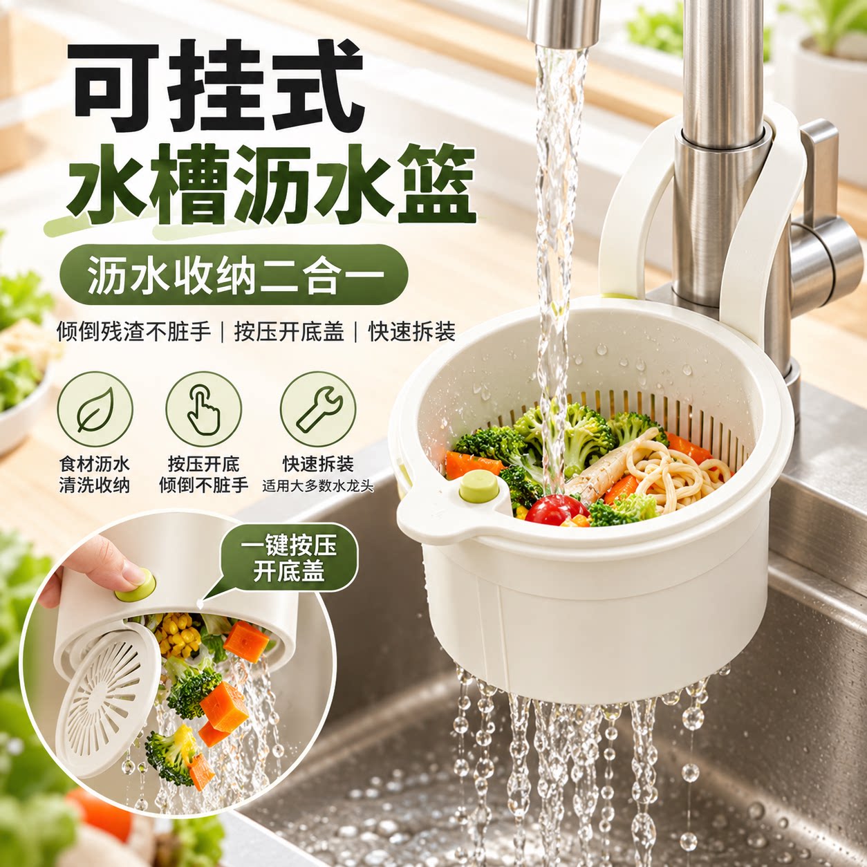 水槽沥水篮挂篮水龙头残渣过滤置物架厨房收纳滤水沥水架