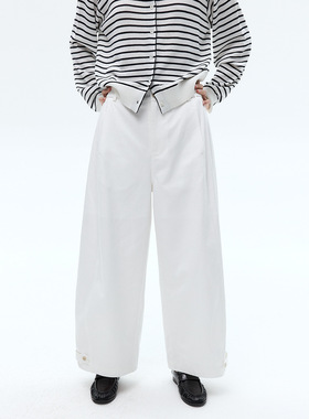 EVERTRUE 2025秋季新款阔腿裤女韩版天丝垂感高腰九分裤子63977