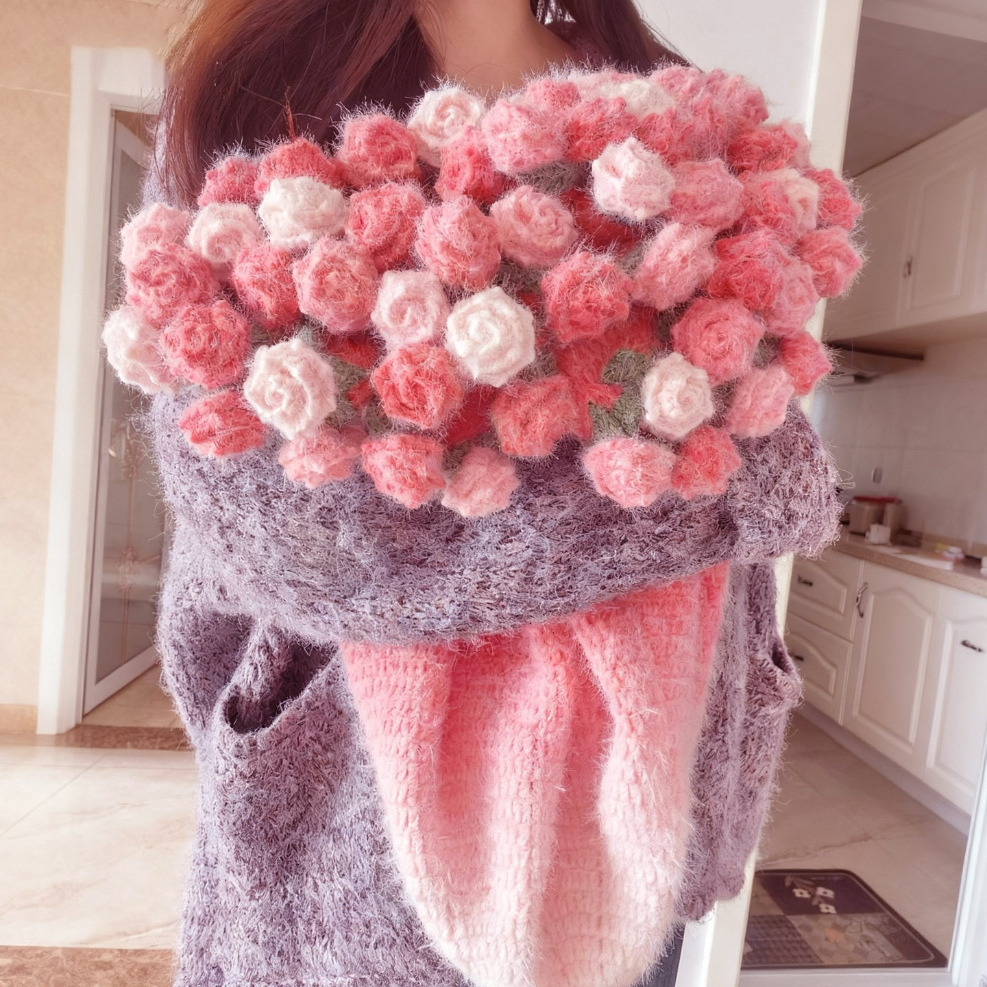 渐变玫瑰花毯diy材料包礼物