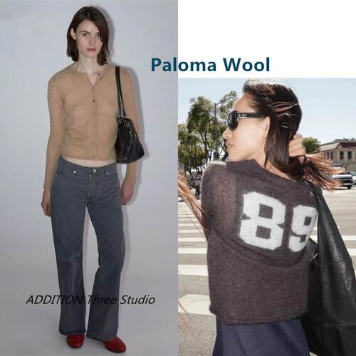 西班牙 Paloma Wool 25秋季新款圆领马海毛字母长袖针织开衫毛衣