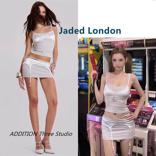 正品 Jaded London 25夏款辣妹假两件叠穿文胸吊带背心低腰半身裙