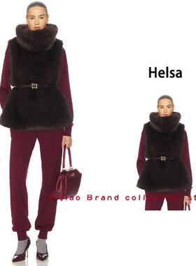煳椒 Helsa 秋冬新款无袖夹克坎肩环保毛高领皮草背心背心