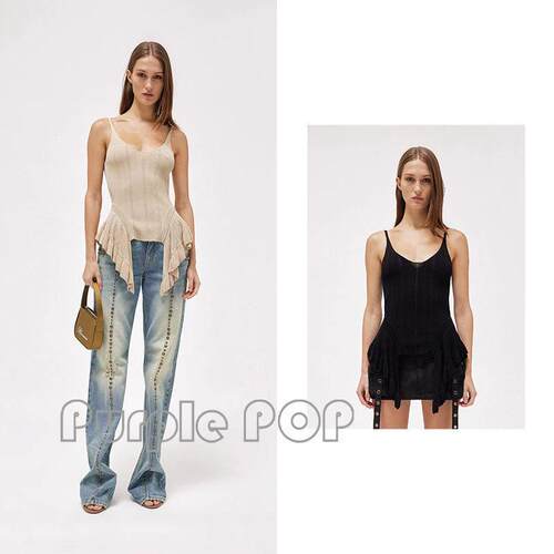 POP现货买手店 Blumarine 修身亲肤柔软荷叶边针织背心吊带上衣