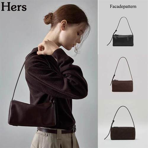 正品韩国 facadepattern羊皮休闲风哑光法棍单肩手提包女