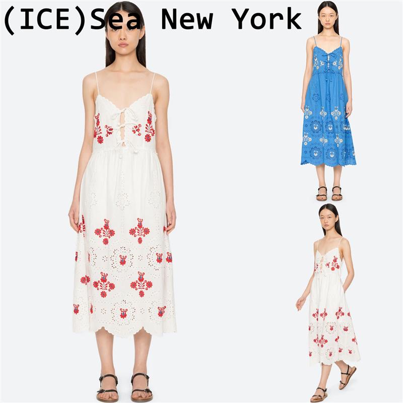 ice买手店正品Sea New York长裙新款花卉刺绣系带无袖吊带洋装图片