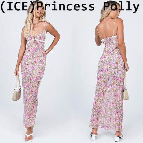 Ice买手店正品现货Princess Polly长裙24新款碎花蕾丝拼接洋装