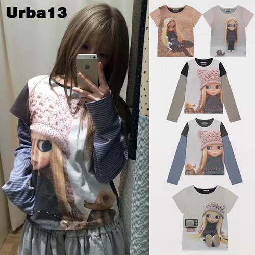 Urba13买手店现货正品Cavish联名blythe拼接条纹数码印花长袖上衣