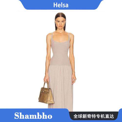 ShambhoHelsa长裙elsahosk同款老钱风吊带修身针织拼接洋装