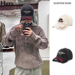 MARTINE ROSE 韩国宋雨琦同款刺绣做旧棒球鸭舌帽女