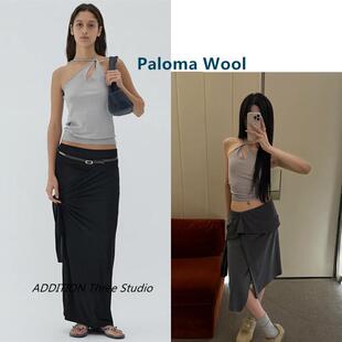 折扣 Paloma Wool 25夏季新款辣妹时尚不规则挂脖系结吊带背心女