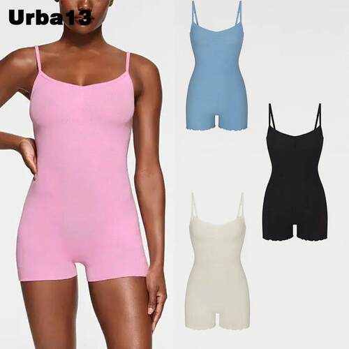 Urba13买手店正品现货SKIMS COTTON JERSEY连身木耳边吊带连身裤