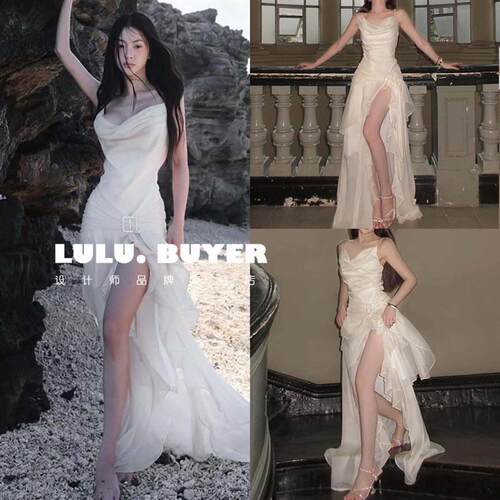 LULU买手店越南正品Ononmade长裙25新款荡领开叉飘逸吊带连衣裙女