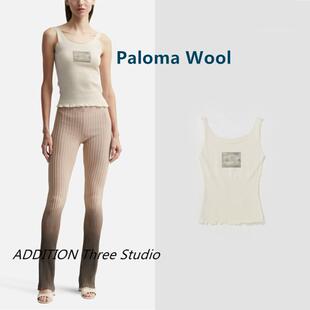 折扣 Paloma Wool 夏款圆领汽车印花修身弹力无袖背心吊带上衣女