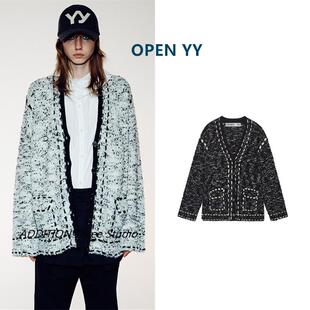 少现 OPEN YY 杨超越洪知秀同款慵懒风宽松小香风针织开衫外套