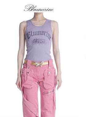 Blumarine 24夏新款易梦玲同款烫钻水钻显瘦吊带背心