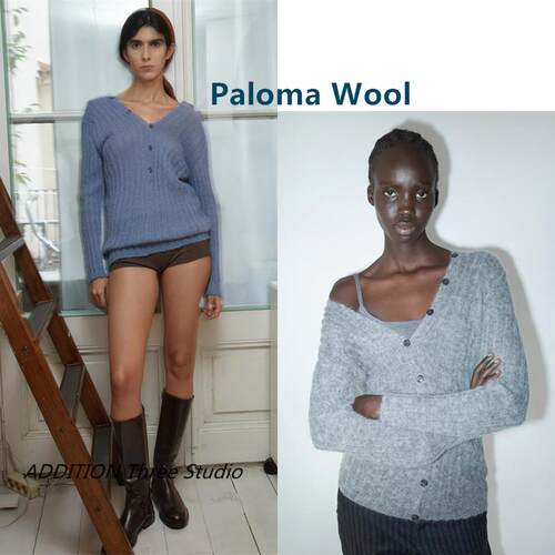 折扣 Paloma Wool 25春秋款纯色混纺系扣正反两穿针织开衫女