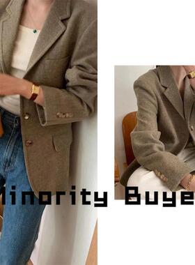 Minority买手店 MONE 22秋冬气质通勤英伦风翻领羊毛纯色西装外套