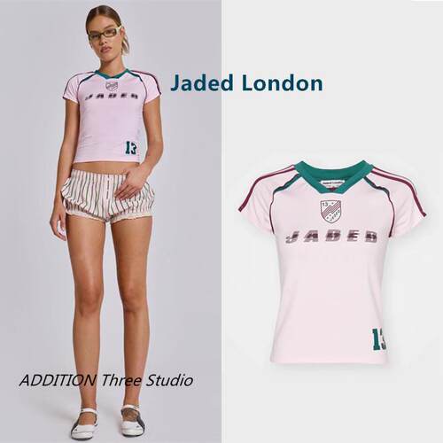 正品 Jaded London 夏款复古足球风修身短款插肩短袖T恤短裤套装