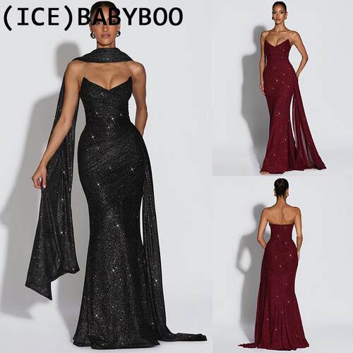 ice买手店澳洲正品折扣BABYBOO晚宴服鱼骨抹胸收腰洋装长裙女