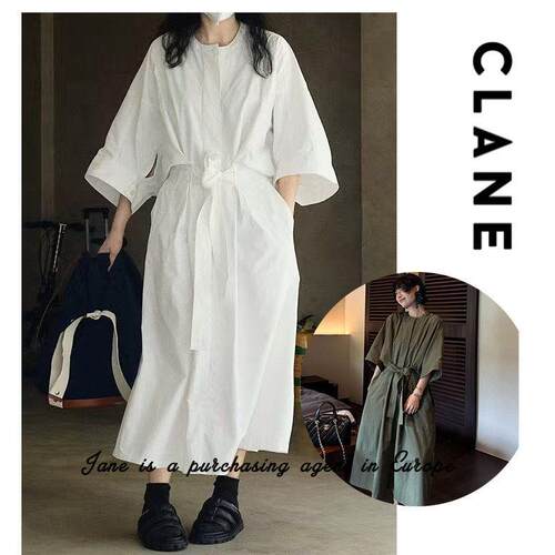 国现 日本 CLANE 松本惠奈工装廓形系带收腰显瘦衬衫式洋装