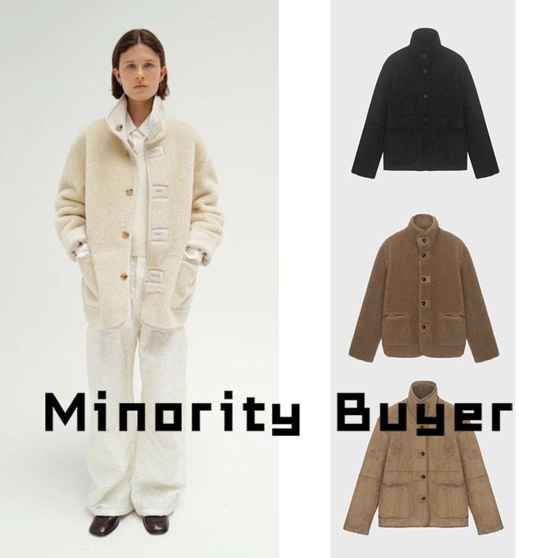 现货 买手店 MONOHA 小众通勤宽松纯色保暖皮毛一体羊羔毛外套图片