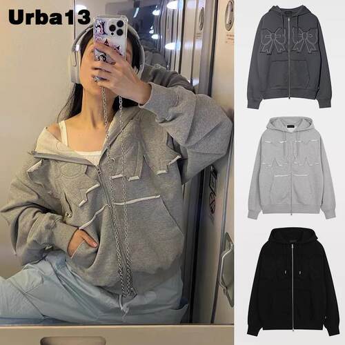 Urba13买手店现货正品YOUHEE卫衣金智妮同款蝴蝶结刺绣连帽外套