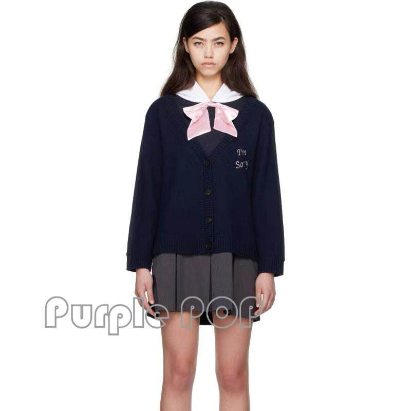 POP正品买手店 IM Sorry 学院风蝴蝶结领结纽扣针织开衫女短外套