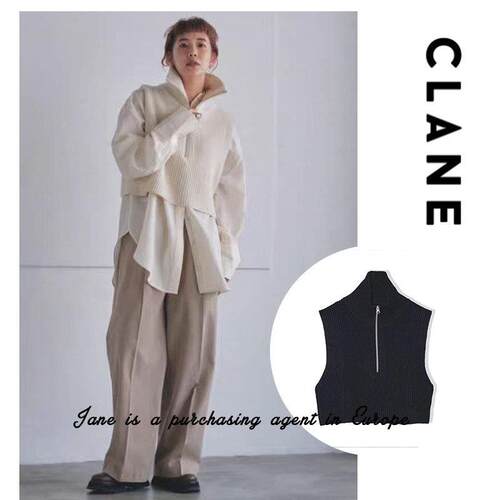 国现 日本 CLANE 松本惠奈通勤立领羊毛针织背心内搭短版马甲背心