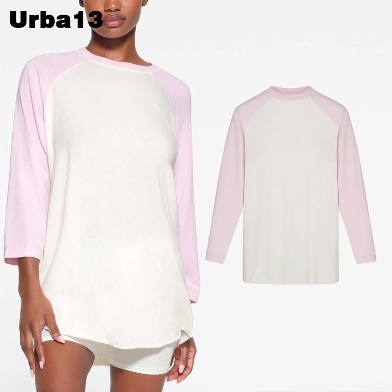 Urba13买手店正品现货SKIMS COTTON JERSEY上衣拼色插肩圆领男友T图片