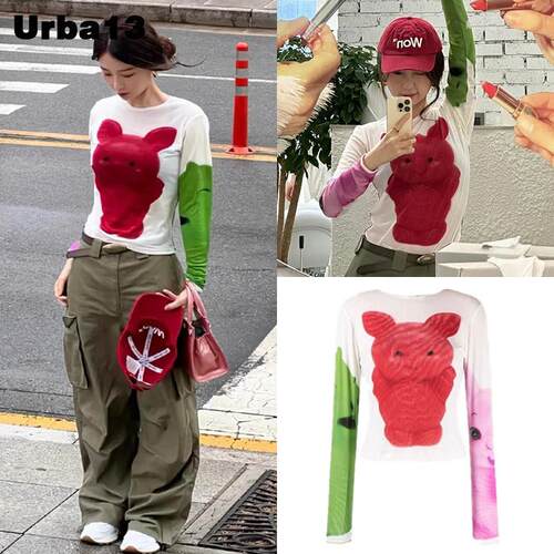 Urba13买手店正品Chopova Lowena虞书欣同款西瓜小猪卡通印花长袖