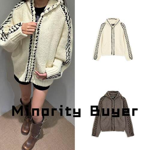 现货 买手店 OPEN YY 25新款法式百搭休闲连帽针织开衫外套女
