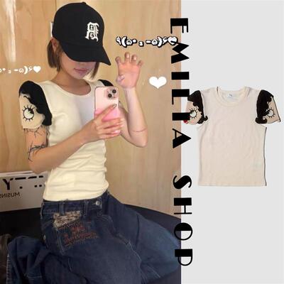 买手店正品现货Praying短袖可爱动漫少女插肩袖正肩T恤短款上衣女