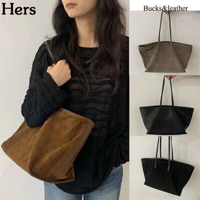 正品韩国Bucks leather牛皮荔枝纹翻毛皮单肩托特大包女