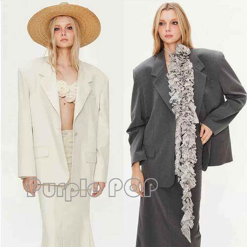 POP买手店 Pann 24春夏款系带花朵缀饰经典廓形西服外套