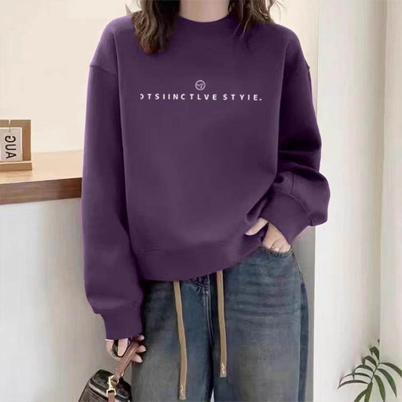 圆领薄款卫衣女士春秋季2025新款时尚宽松休闲套头长袖纯棉上衣潮