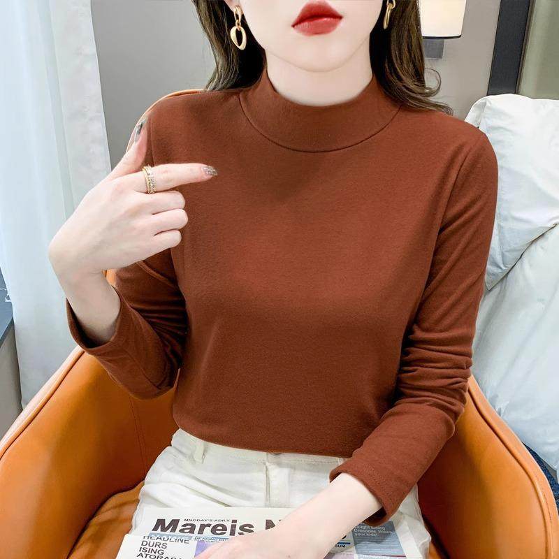 半高领双面德绒打底衫女紧身内搭秋冬2025新款纯色高级感黑色上衣,女装/女士精品,常规大码外套,淘宝优惠券,粉丝福利购,淘宝优惠卷