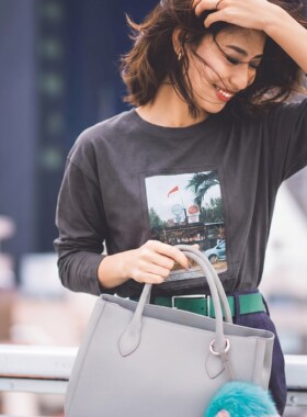 长期主义衣橱 抗皱免烫 亲肤舒适 照片印花和徽标长袖T恤百搭上衣