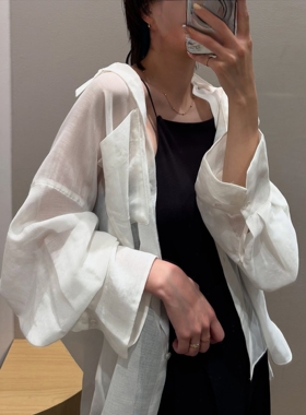 高颜值实穿！STY1EM1XER 微光沢垂顺柔软薄纱BIG口袋透视百搭衬衫