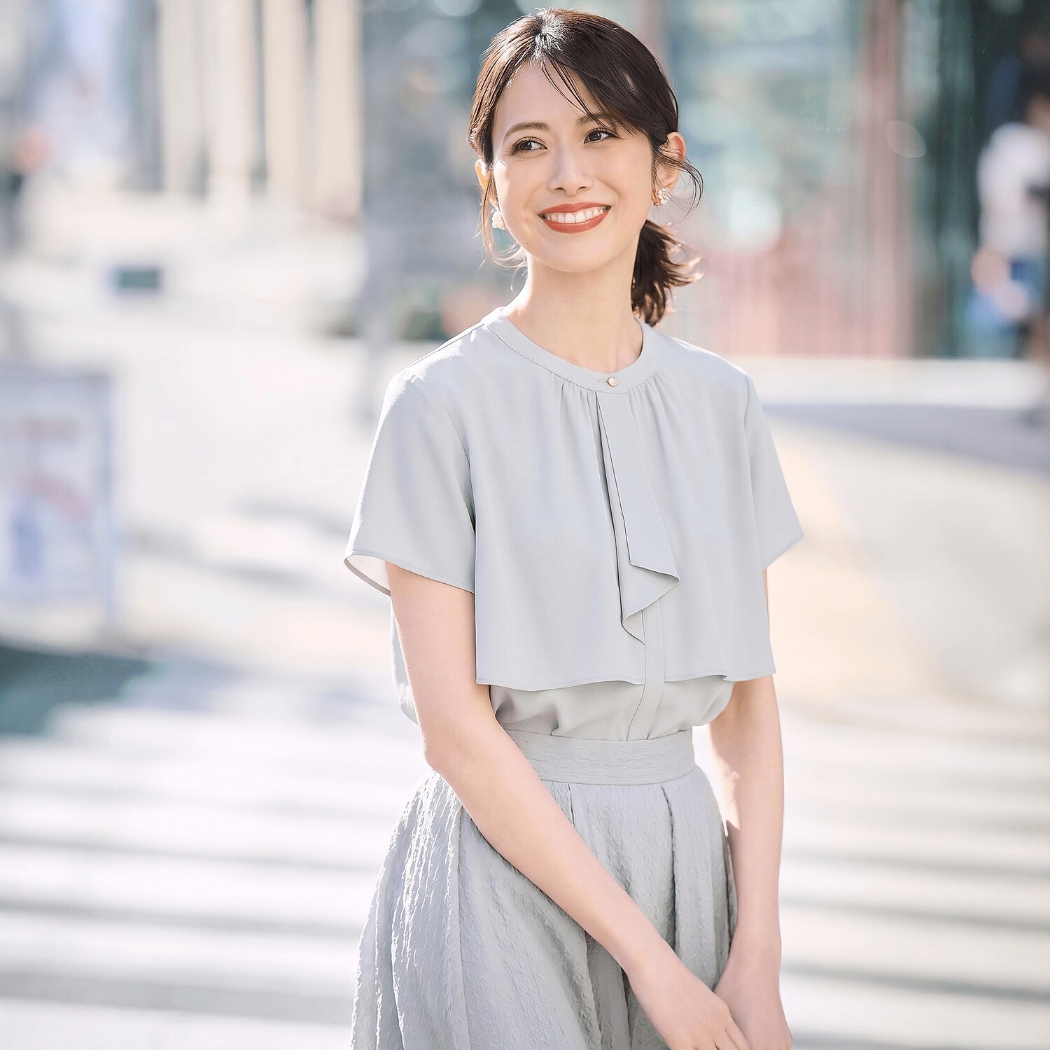 翩若惊鸿 千金线anys1s 温柔甜美后百褶设计蝴蝶结领带乔其纱衬衫