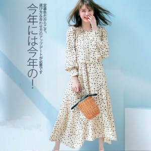 代1500+稀罕高端 优雅甜美拼色圆点刺绣连衣裙 铜氨丝内搭吊带裙