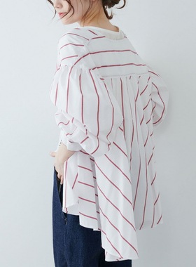 1.3W+PCC家22AW 高阶法式腔调 宽松A字阶梯摆铜氨丝气球袖衬衫