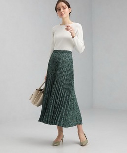 优雅浪漫 法式 松紧腰重工百褶大裙摆伞裙半身裙 greenl@bel