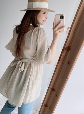 Ch1co C位主推款 收腰荷叶摆交叉V领心机锁骨收腰衬衫上衣