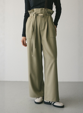 王簰刚需 STY1EM1XER 日本料！垂坠舒适 高腰花苞 显瘦纸袋直筒裤