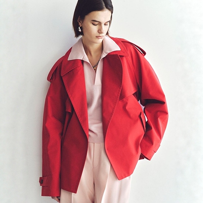 大爱自留款 MO家精细做工 新晋英伦斗篷式翻驳领系带短款风衣外套