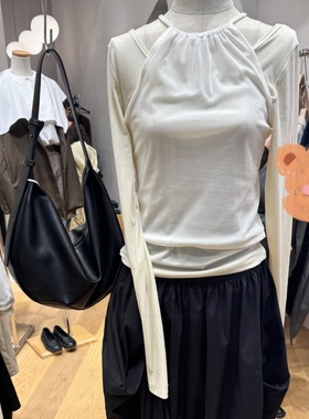 华丽珍品 STY1EM1XER 两件式露背天鹅绒挂脖吊带+圆领打底衫 套装