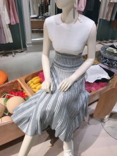 烘托出蛮腰与气质 23ss 百褶感下摆宽高腰显瘦针织连衣裙 爆美