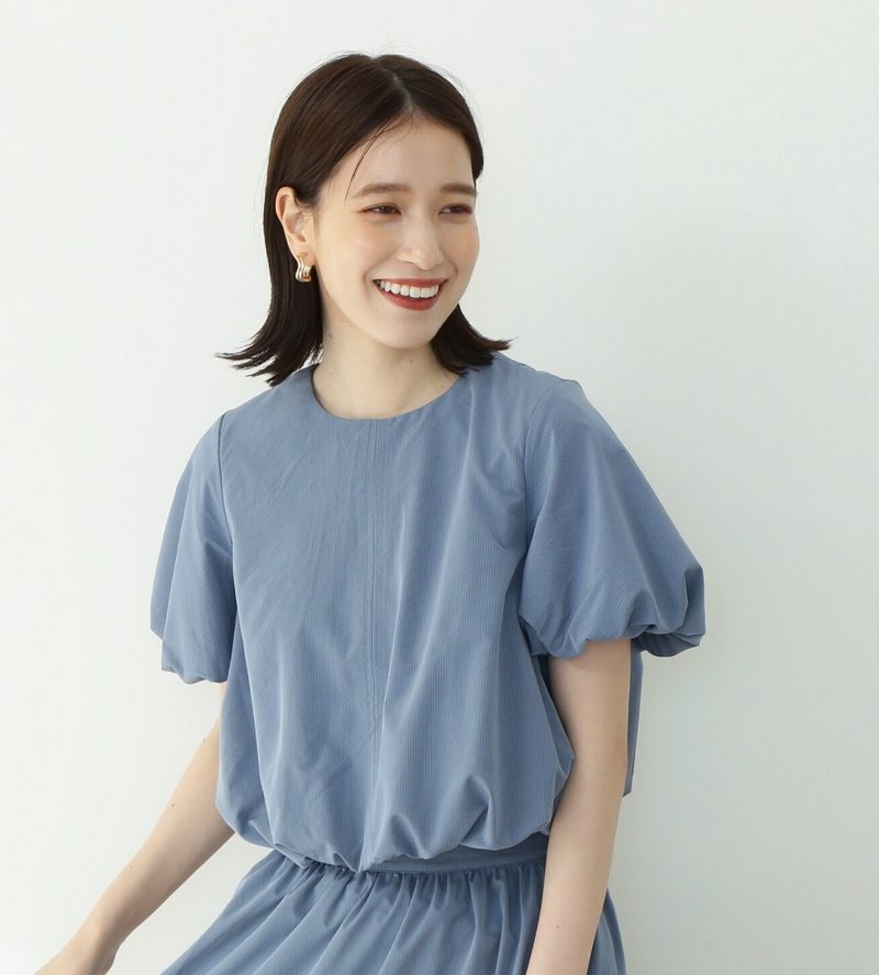 千金线N家新款 夏日空气感穿搭 客供提花暗纹 灯笼袖短袖衬衫